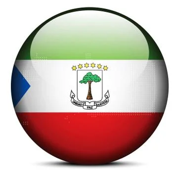 Map with Dot Pattern on flag button of Republic of Equatorial Guinea Stock Illustration