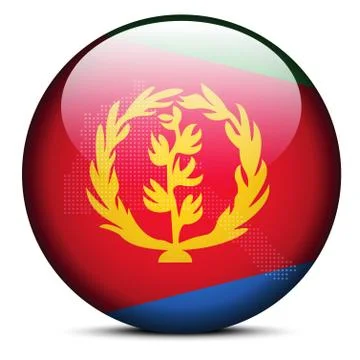 Map with Dot Pattern on flag button of State of Eritrea 스톡 일러스트