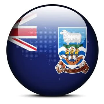 Map with Dot Pattern on flag button of Falkland Islands (Islas Malvinas) Stock Illustration