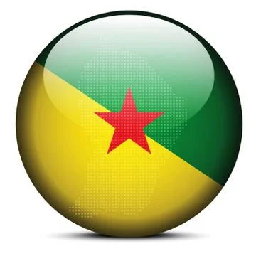 Map with Dot Pattern on flag button of French Guiana Stock Illustration