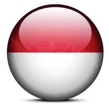 Map with Dot Pattern on flag button of Indonesia イラスト素材