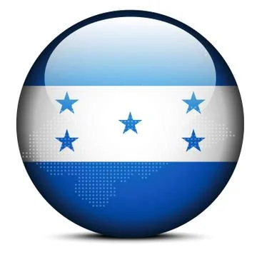 Map with Dot Pattern on flag button of Honduras Illustrazione stock