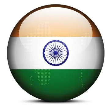 Map with Dot Pattern on flag button of  India Stock Illustration