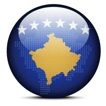 Map with Dot Pattern on flag button of Kosovo Illustrazione stock