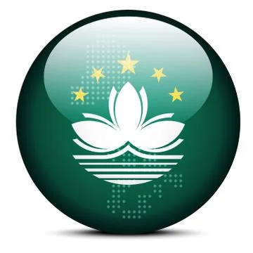 Map with Dot Pattern on flag button of Macau SAR China Stock Illustration