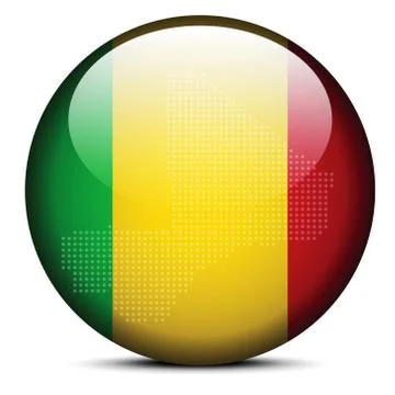 Map with Dot Pattern on flag button of  Mali Illustrazione stock