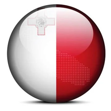 Map with Dot Pattern on flag button of Malta Stock Illustration