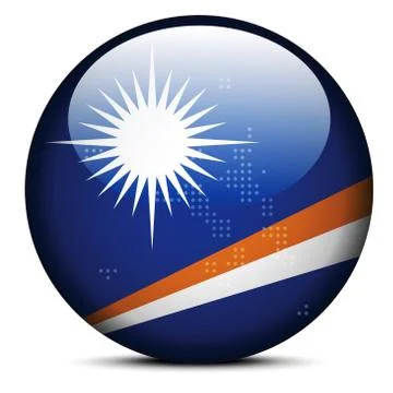 Map with Dot Pattern on flag button of the Marshall Islands Illustrazione stock