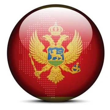 Map with Dot Pattern on flag button of Montenegro Stock Illustration
