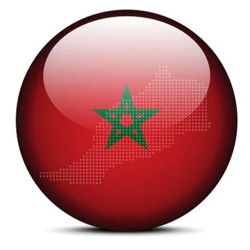 Map with Dot Pattern on flag button of Kingdom  Morocco Illustrazione stock