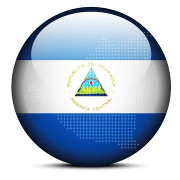 Map with Dot Pattern on flag button of Republic  Nicaragua 스톡 일러스트