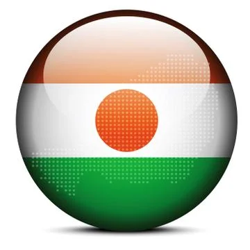Map with Dot Pattern on flag button of Republic  Niger Stock Illustration