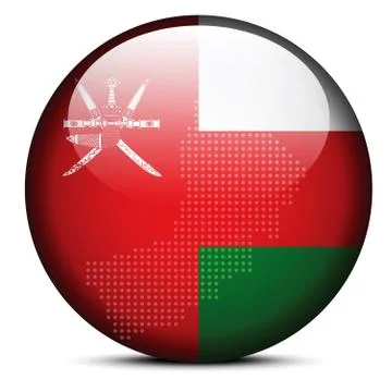 Map with Dot Pattern on flag button of Sultanate Oman Stock Illustration