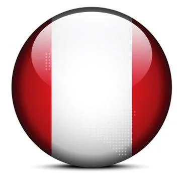 Map with Dot Pattern on flag button of Republic  Peru 스톡 일러스트