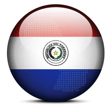 Map with Dot Pattern on flag button of Republic  Paraguay イラスト素材