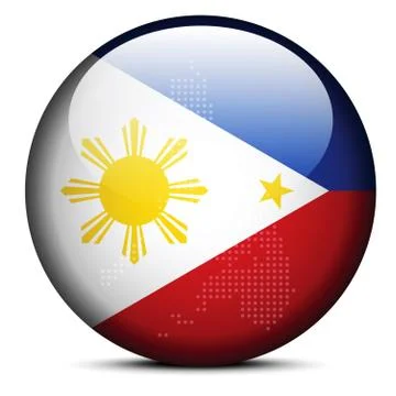 Map with Dot Pattern on flag button of Republic Philippines Stock Illustration