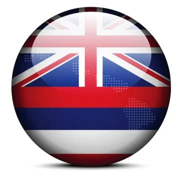 Map with Dot Pattern on flag button of USA Hawaii State Stock Illustration