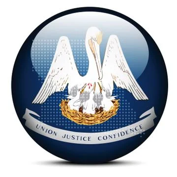 Map with Dot Pattern on flag button of USA Louisiana State イラスト素材