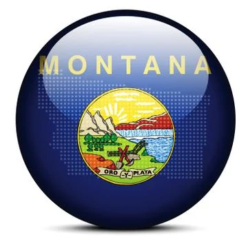 Map with Dot Pattern on flag button of USA Montana State 스톡 일러스트