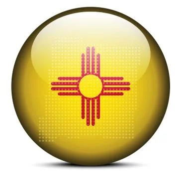 Map with Dot Pattern on flag button of USA New mexico State Stock Illustration