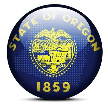 Map with Dot Pattern on flag button of USA Oregon State Illustrazione stock