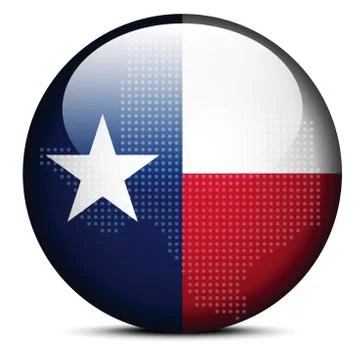 Map with Dot Pattern on flag button of USA Texas State Stock Illustration
