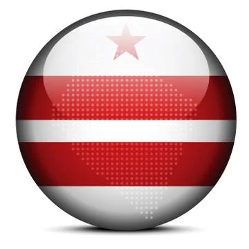 Map with Dot Pattern on flag button of USA Washington DC Stock Illustration