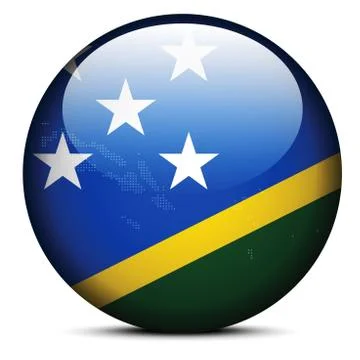 Map with Dot Pattern on flag button of Solomon Islands Stock Illustration