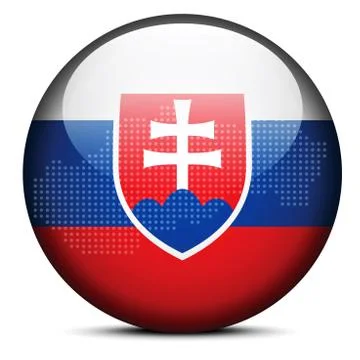 Map with Dot Pattern on flag button of Slovak Republic Illustrazione stock