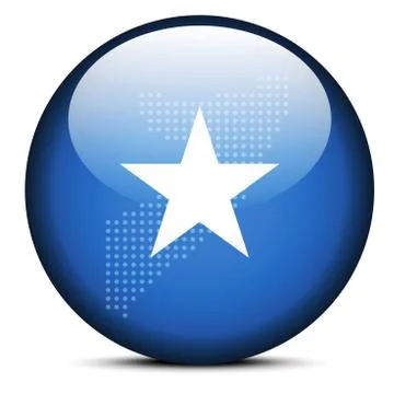 Map with Dot Pattern on flag button of Somali Republic Illustrazione stock