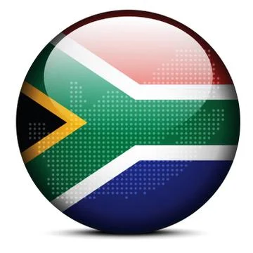 Map with Dot Pattern on flag button of Republic South Africa Stock Illustration