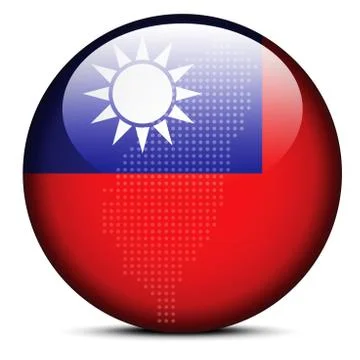Map with Dot Pattern on flag button of Republic China Stock Illustration