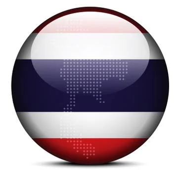 Map with Dot Pattern on flag button of Kingdom Thailand Illustrazione stock