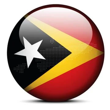 Map with Dot Pattern on flag button of Democratic Republic  Timor-Leste 스톡 일러스트