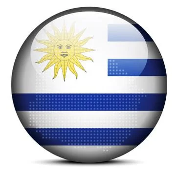 Map with Dot Pattern on flag button of Eastern Republic of Uruguay Illustrazione stock