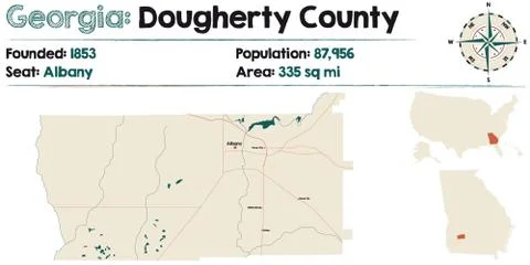 Map of Dougherty County in Georgia Stock Illustration