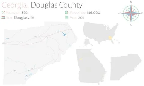 Map of Douglas County in Georgia Illustrazione stock