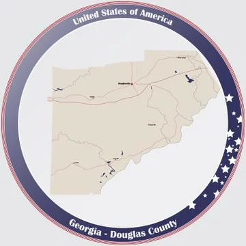 Map of Douglas County in Georgia Stock Illustration
