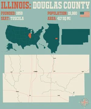 Map of Douglas County in Illinois Stock Illustration