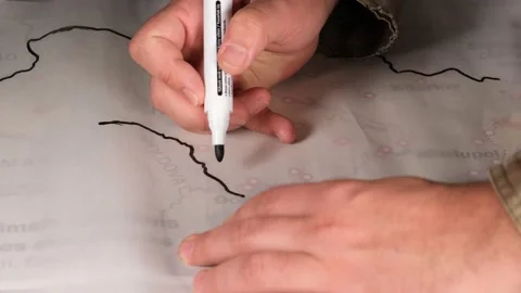 Map drawing with black pen Stock Footage 171190411