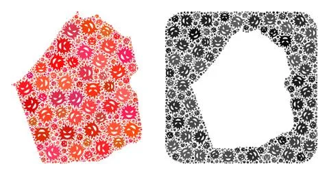 Map of Dubai Emirate - Flu Virus Collage with Empty Space Stock Illustration