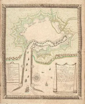 Map of Duinkerke, 1706; Plan De La Ville, Citadelle, Basin, Port (...) De ... Stock Photos