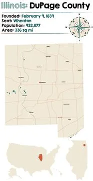 Map of DuPage County in Illinois Stock Illustration