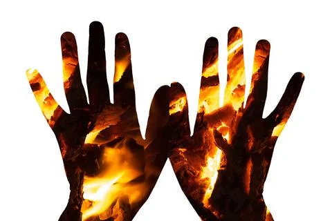 The map of the earth on his hands Stock Photos