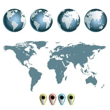 Map of earth planet Stock Illustration