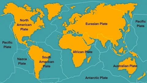 Map of Earth's principal tectonic plates, Tectonic Plate World Map Concept イラスト素材