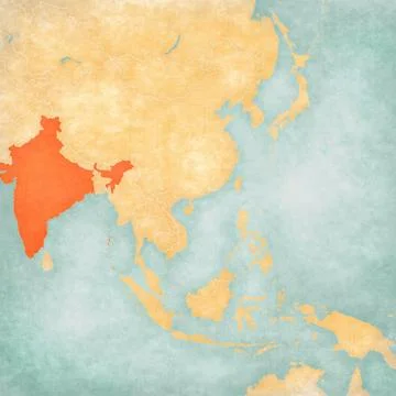 Map of East Asia - India Stock Illustration