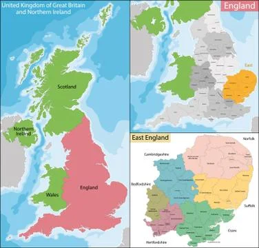 Map of East England Stock Illustration