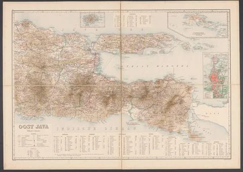 Map of East Java. Map of East Java with legend and insert maps of the area... Stock Photos