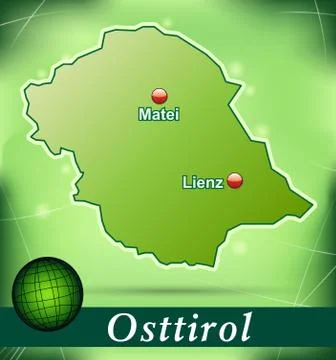 Map of east tyrol with abstract background in green Illustrazione stock